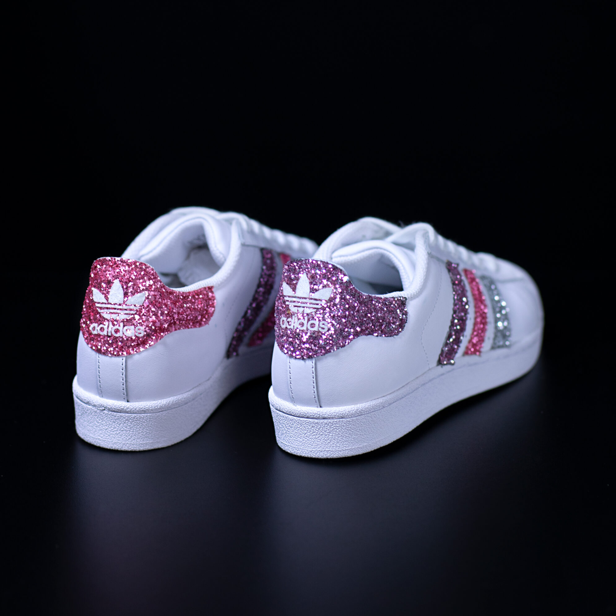 superstar better together adidas sneakers personalizzate glitter rosa da dressed